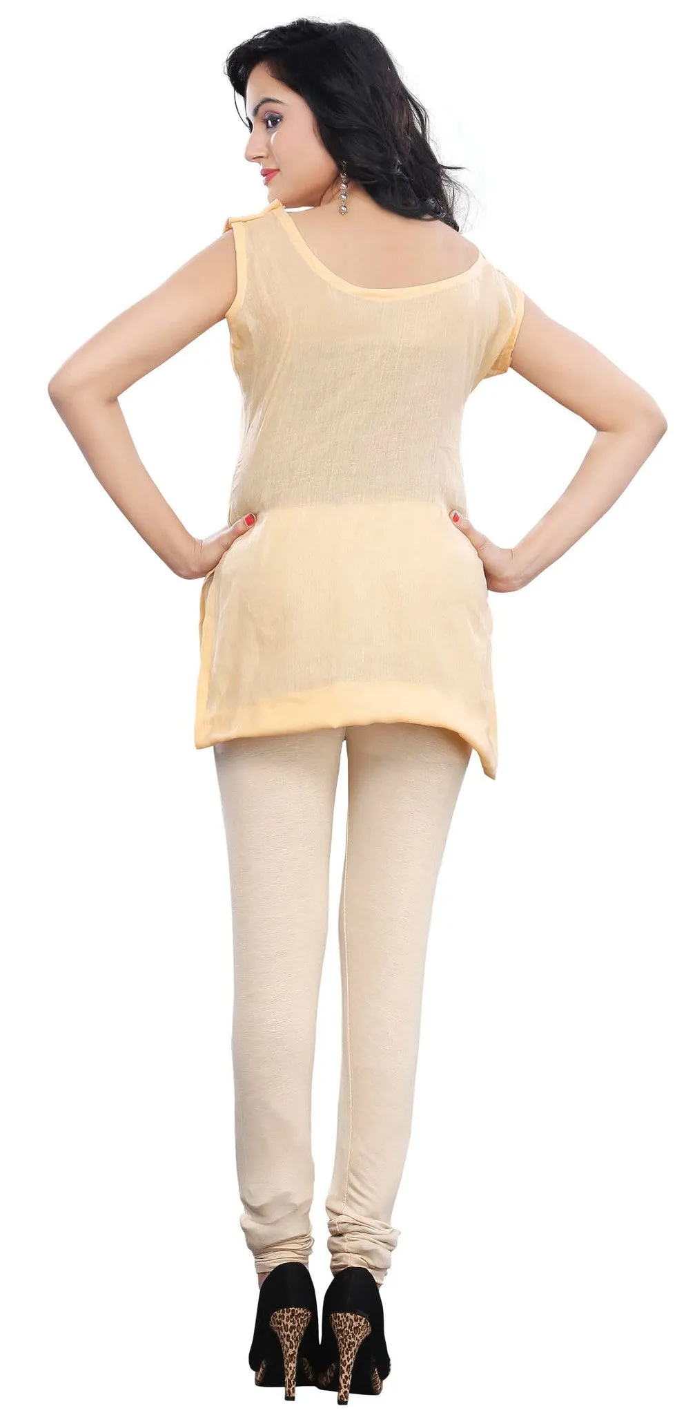 Women's Stretchable Churidar Leggings - Off-White (from India)