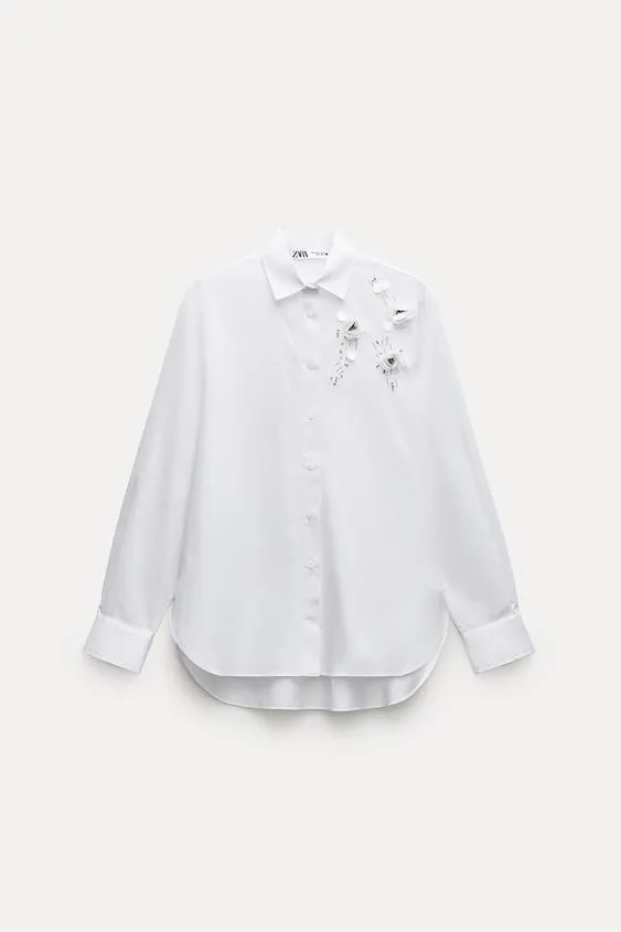 ZARA  |Casual Style Long Sleeves Cotton Party Style Elegant Style