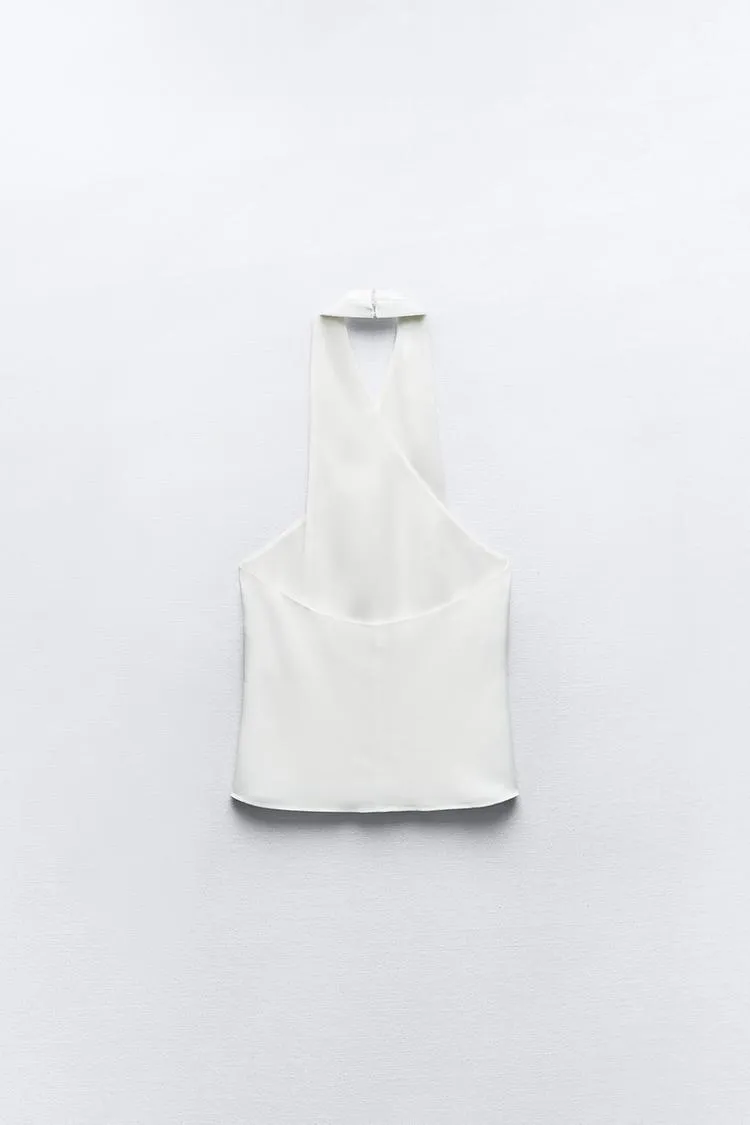 ZARA  |Casual Style Sleeveless Halter Neck Elegant Style